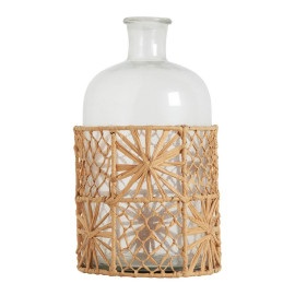 GARANCE Glass and Raffia Vase - Medium - H 26 cm