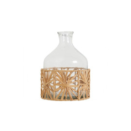 GARANCE Glass and Raffia Vase - Medium - H 21 cm