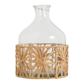 GARANCE Glass and Raffia Vase - Medium - H 21 cm